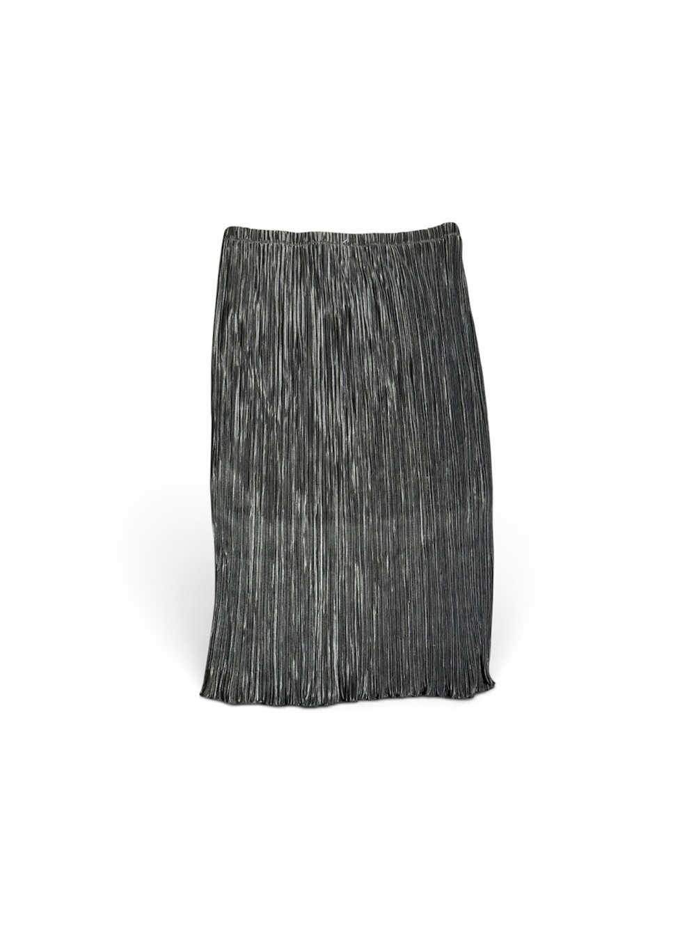 NWT Everleigh XL Black Metallic Foil Pleated Midi Skirt Elastic Waist - Picture 8 of 13